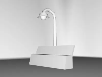 Lampposts and benches Low-poly 3D model