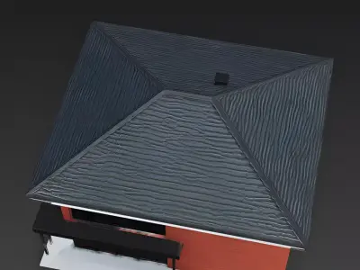 Modern Red Brick Architectural House 3D Model Low-poly 3D model