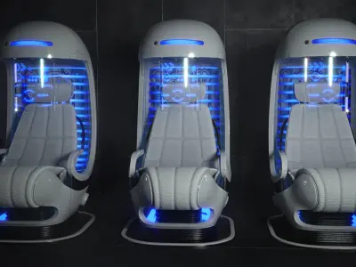 Sci Fi Capsule Control Center Low-poly 3D model