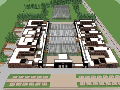 Sketchup Traditional complex and greenhouse K5 3D model