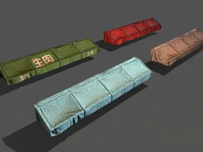 Awnings four different colored sofas Low-poly 3D model