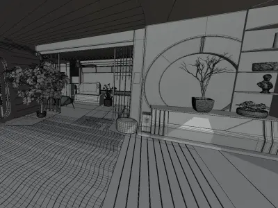 CyberPunk Room Blocking Low-poly 3D model