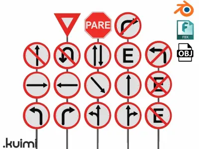 Road Sign - PT-BR Collection Vol 1 3D Model Pack