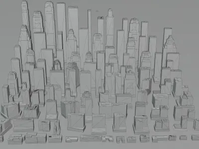 Complete City Buildings Pack Collection Low-poly 3D model