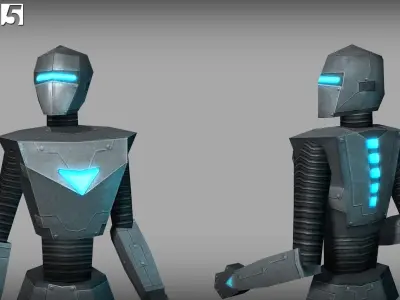 Low-poly Animated Droids Low-poly 3D model