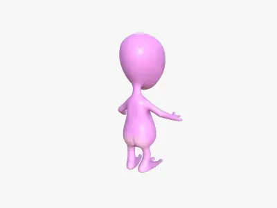 Cute Alien A09 Pink Black - Simple - Character Design Low-poly 3D model