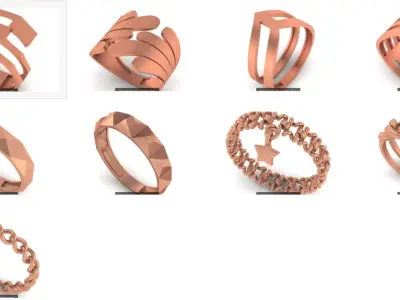 9 Plain Gold Ring 3dm stl renders details 3D Model Pack