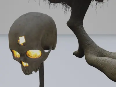 Low Poly Rigged Baba Yagas Hut Scene With PBR Materials Low-poly 3D model