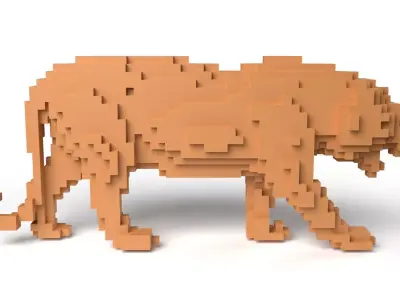 Tiger Minecraft Voxel Low-poly 3D model