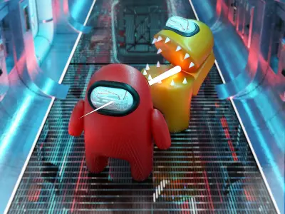 Sci - Fi Among Us Character Duo Low-poly 3D model