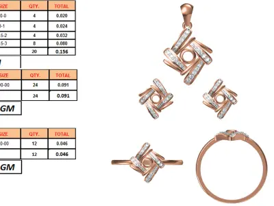 Light wt Ring Earrings Pendant set 3dm stl 1-render details 3D print model 14