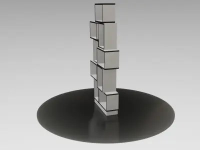 shelf book with squares on top Low-poly 3D model
