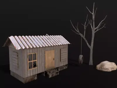 Wooden Cabin  Low-poly 3D model
