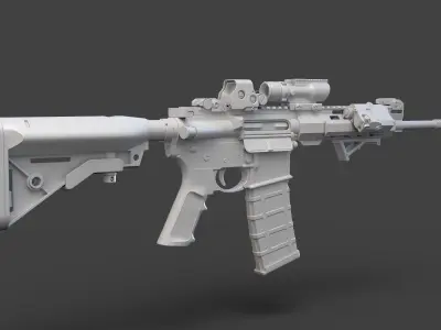 Low Poly Rifle with Parts 3D model