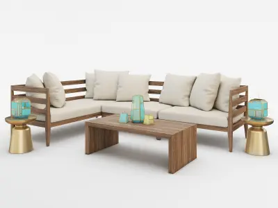 WEST ELM JARDINE OUTDOOR FURNITURE SET 3D model