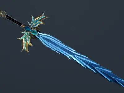 Ice Sword Low-poly 3D model