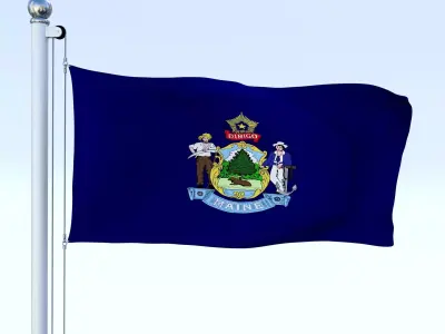 Animated Maine Flag Low-poly 3D model