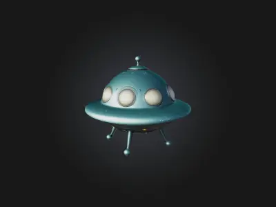 Cartoon Flying Saucer Low-poly 3D model