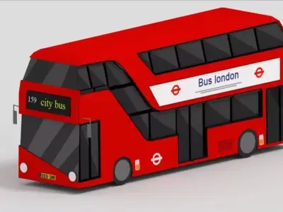 Bus of London Low Poly Low-poly 3D model