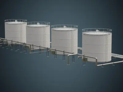 Refinery 1A Low-poly 3D model