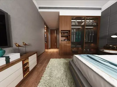 Simple and cozy bedroom Vray 3D model-24 3D model