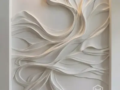  Modern Wave Relief Panel Wall Decor Set STL Mural CNC 368 3D model