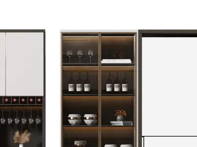 Modern cabinet door wine Sliding 3D model