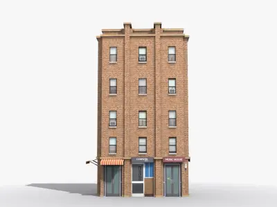 Apartment Building x18 Low-poly 3D model
