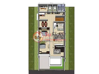 House 7x18m code 484- Sketchup 3D model 3D model 3D model