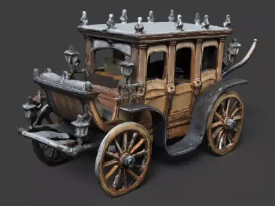 Chinese Ancient Carriage Figure   Low-poly 3D model