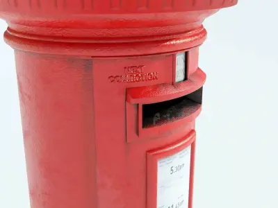 Red Post Box Letter Box Royal Mail Post Office Model Low-poly 3D model