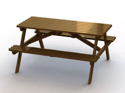 Oak Picnic Bench 3D model