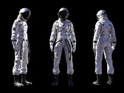 Midpoly female astronaut 3D model Low-poly 3D model