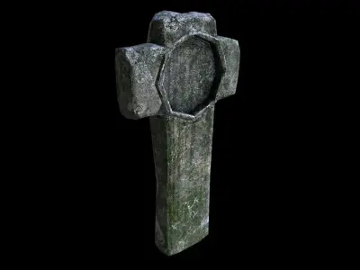 OldGravestone5 stone cross Low-poly 3D model