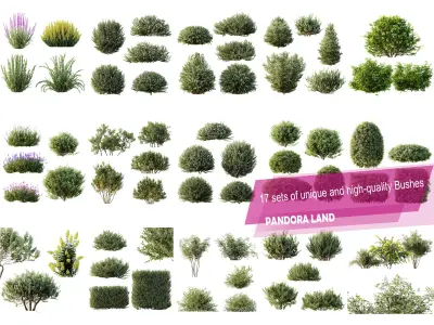 AV 17 sets of unique and high-quality bushes 3D Model Pack