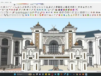 neoclassical shopping mall building 3D model 3D model
