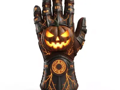 Haunted Jack O Lantern Gauntlet 3D Model Cursed Power Glove Low-poly 3D model