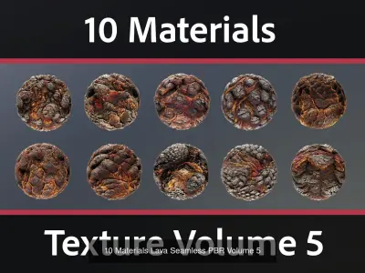 30 Materials Lava Seamless PBR Bundle 2 Texture