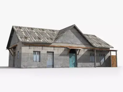 Slum r old house with door Low-poly 3D model