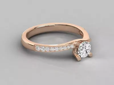 Women Light Weight Solitare Diamond Wedding Ring   19 3D print model