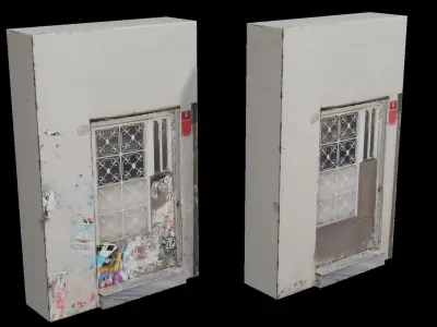 Street Door With Dirty Texture Low-poly 3D model