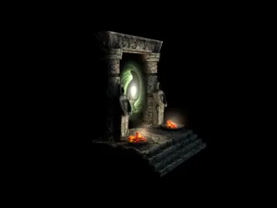 Ancient portal gate Low-poly 3D model
