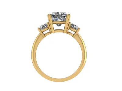 Ring100 three stone engagement ring gold 3D print model