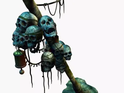 skeleton totem pillar column ruin wasteland tribe clan 3D model