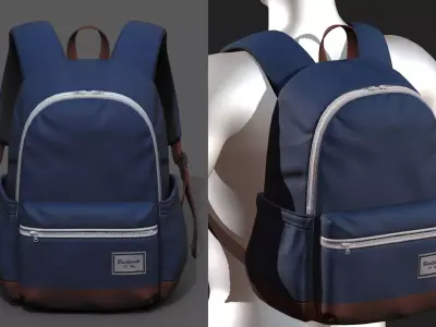 Backpack Camping bag baggage pockets  Low-poly 3D model