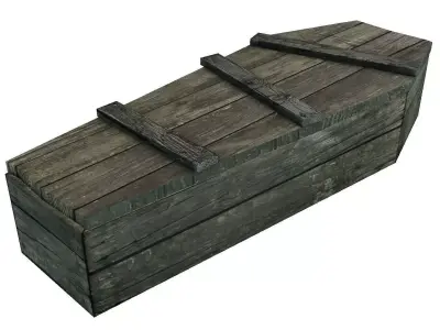 Low Poly Old Rustic Coffin With PBR Materials Low-poly 3D model