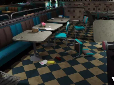 Rinos Diner Environment Low-poly 3D model