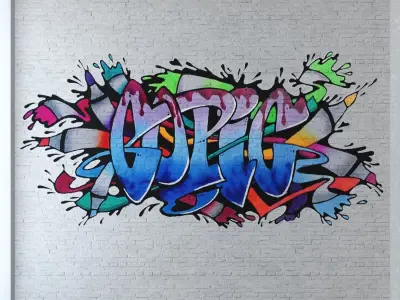 Graffiti - White brick PBR Texture