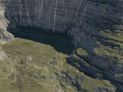 Landscape Coastal Waterfall Low-poly 3D model