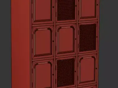 Luxury Solid Wood Cabinet with Rattan Mesh Doors 3D model